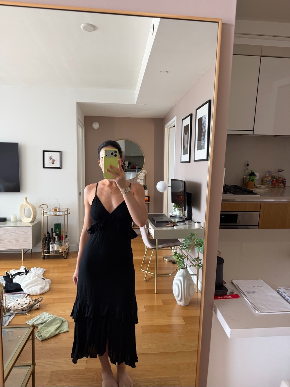 Lulus Black Tiered ruffle Midi Dress